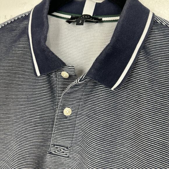 Ted Baker Polo Shirt Mens Small 2 Taigaa Striped Navy Blue Golf Preppy Classic - Picture 5 of 14